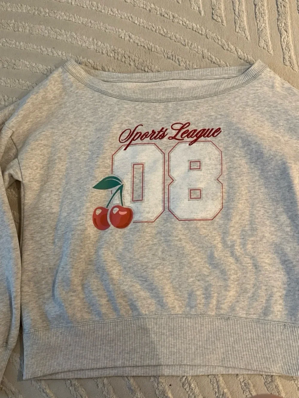 abercrombie kids Light Gray Crewneck Sweatshirt with Cherry Graphic